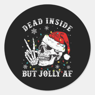 Totes Inside aber Jolly Af Skeleton Weihnachten Runder Aufkleber