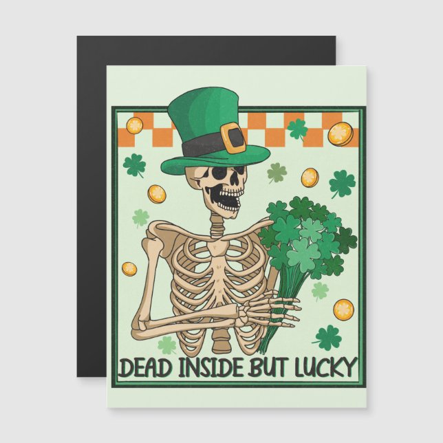 Totes Inside aber Lucky St Patricks Magnetkarte (Vorne/Hinten)