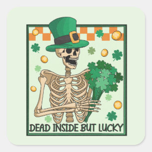 Totes Inside aber Lucky St Patricks Quadratischer Aufkleber