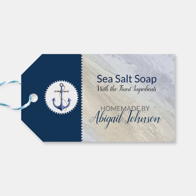Totes Meer Salz Clay Handmade Beach Wasserseife Geschenkanhänger (Rückseite Horizontal)