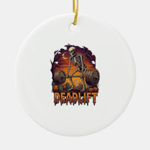 Totes Skelett Hantel Halloween Kürbisse Grab Keramik Ornament