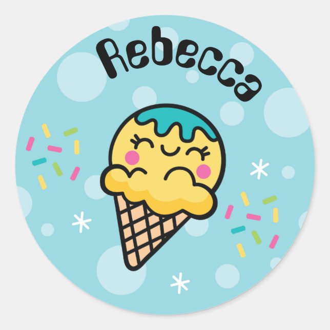 TotNiedliche Doodles Eiscreme Runder Aufkleber (Vorderseite)