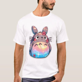 Totoro mit Regenbogenbauch und Blumen Süß Whimsig T-Shirt