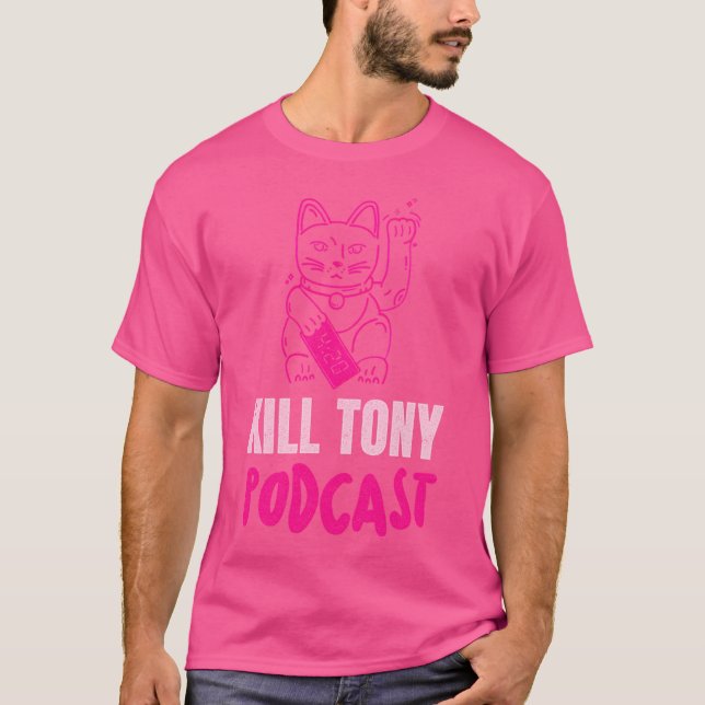 Tötung Tony Podcast Pink Maneki Neko Lucky Cat T-Shirt (Vorderseite)