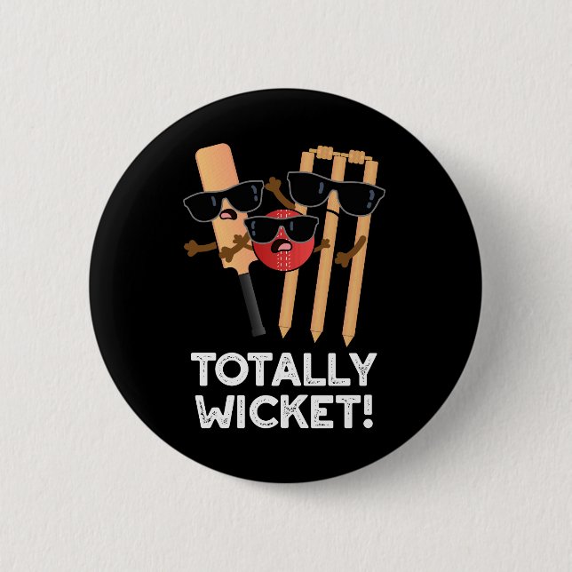 Totwicket Funny Sports Cricket Puck Dark BG Button (Vorderseite)