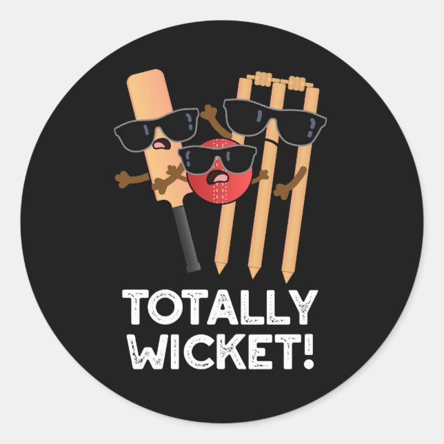 Totwicket Funny Sports Cricket Puck Dark BG Runder Aufkleber (Vorderseite)