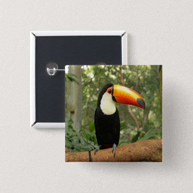 Toucan am Baumzweig Button (Vorne & Hinten)