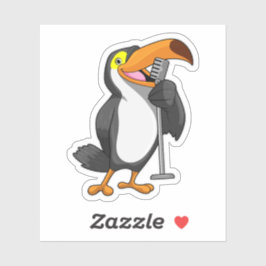 Toucan bei Musik mit Mikrofon Aufkleber