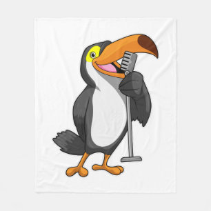 Toucan bei Musik mit Mikrofon Fleecedecke