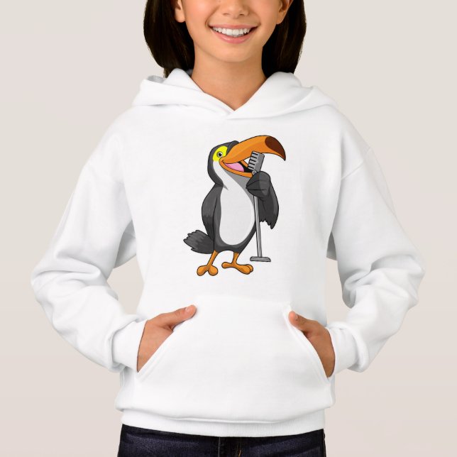 Toucan bei Musik mit Mikrofon Hoodie (Vorderseite)