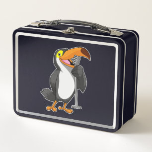 Toucan bei Musik mit Mikrofon Metall Brotdose