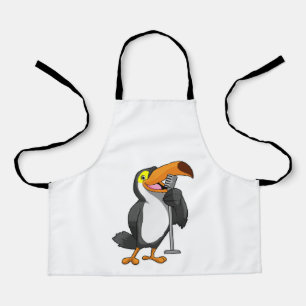 Toucan bei Musik mit Mikrofon Schürze
