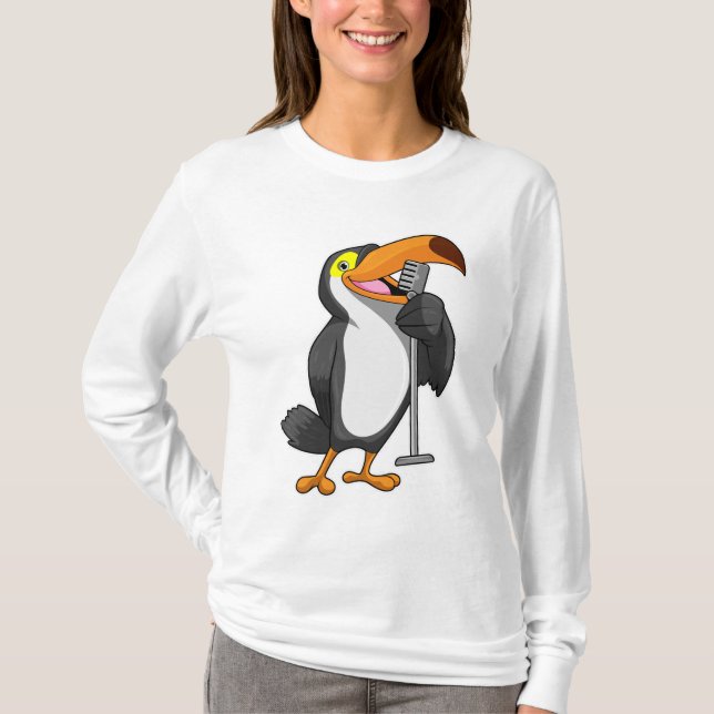 Toucan bei Musik mit Mikrofon T-Shirt (Vorderseite)