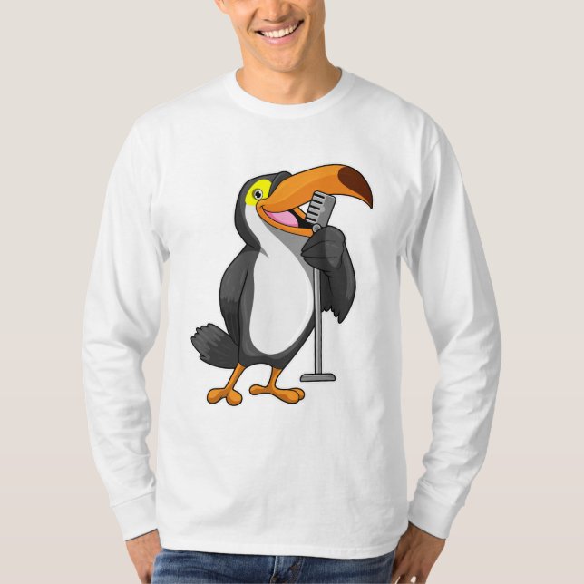 Toucan bei Musik mit Mikrofon T-Shirt (Vorderseite)
