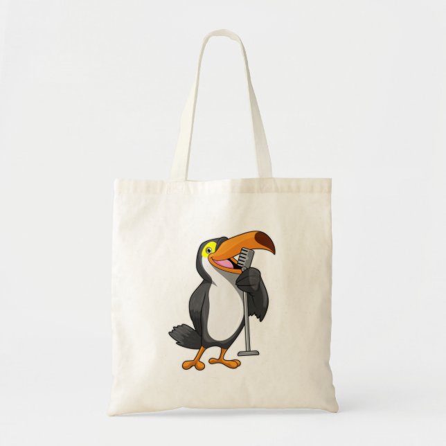 Toucan bei Musik mit Mikrofon Tragetasche (Vorne)