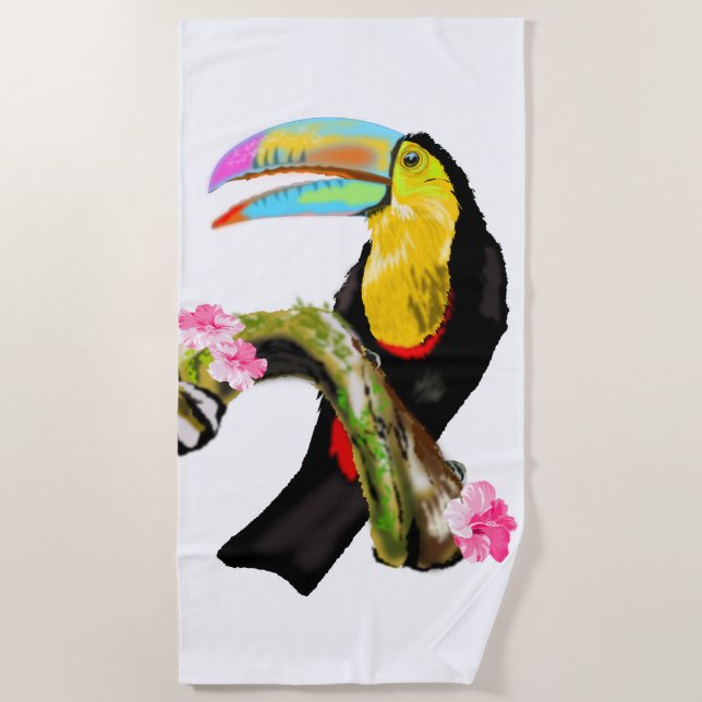 Toucan Bird Beach Serviette Toco Votre Couleur (Devant)