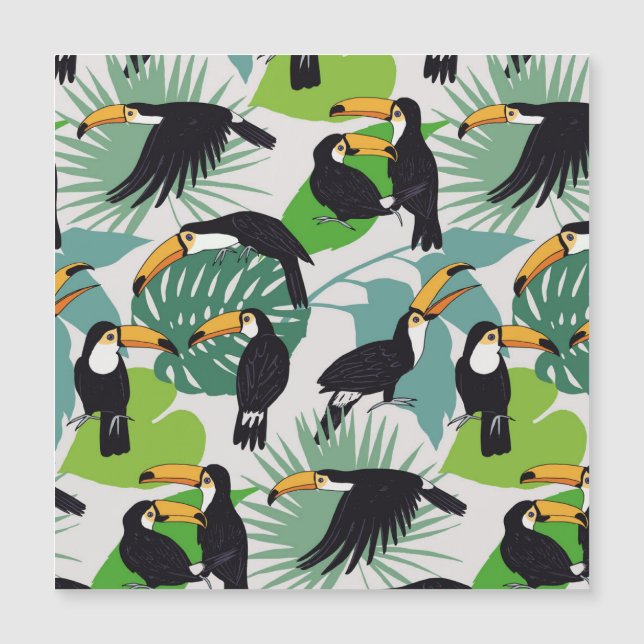 Toucan Bird: Palm Blätter Pattern Magnetkarte (Vorderseite)