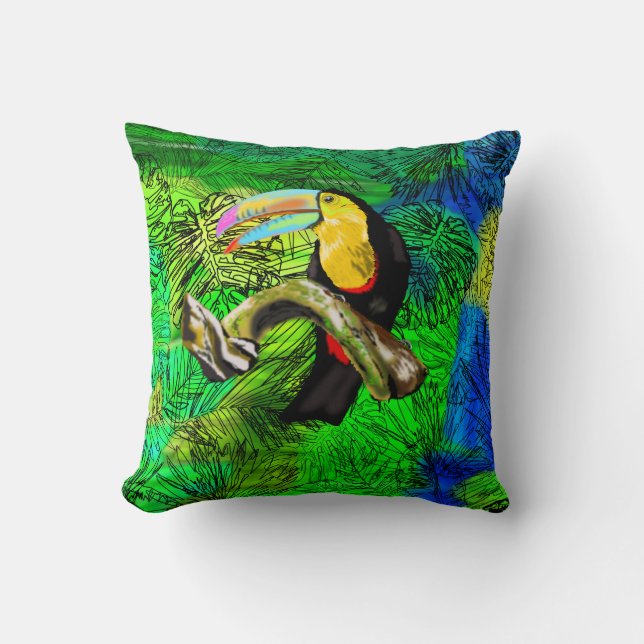 Toucan Bird Throw Kissen (Vorderseite)