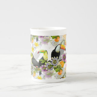 Toucan Birds, Passion Blume, Plumeria Tropical B Prozellantasse