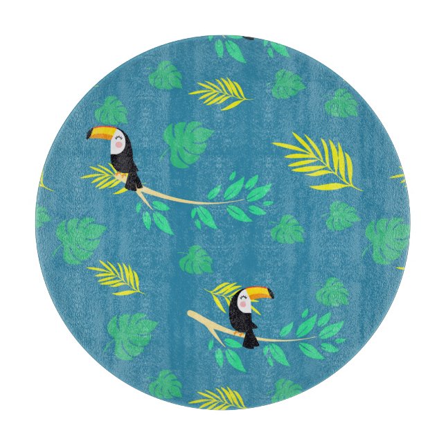 Toucan Blue und Green Tropenwald Schneidebrett (Vorderseite)