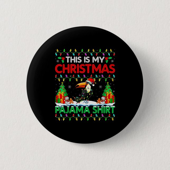 Toucan Christmas Santa Hat Pajama Shirt - Toucan L Button (Vorderseite)