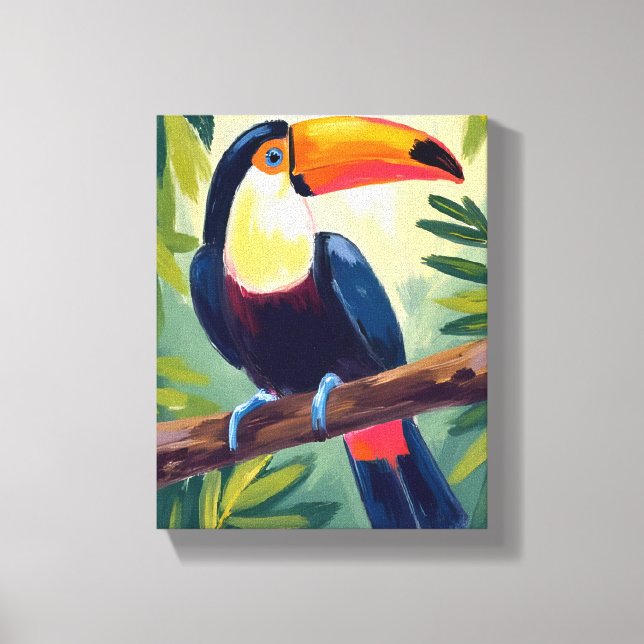 Toucan Colorful Tropical Bird Watercolor Leinwanddruck (Vorderseite)