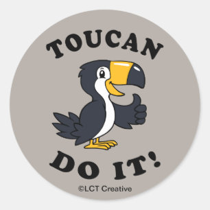 Toucan Do it Runder Aufkleber