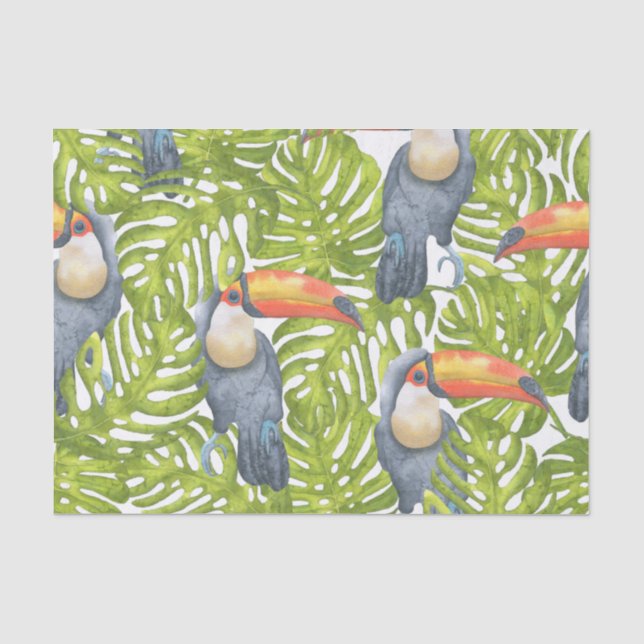Toucan Dschungel-Vogel-Baum-Muster Seidenpapier (Vorderseite)