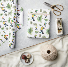 Toucan Exotic Monstera Aquarellbilder Geschenkpapier
