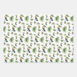 Toucan Exotic Monstera Aquarellbilder Geschenkpapier Set