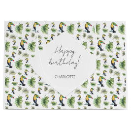 Toucan Exotic Monstera Aquarellbilder Große Geschenktüte