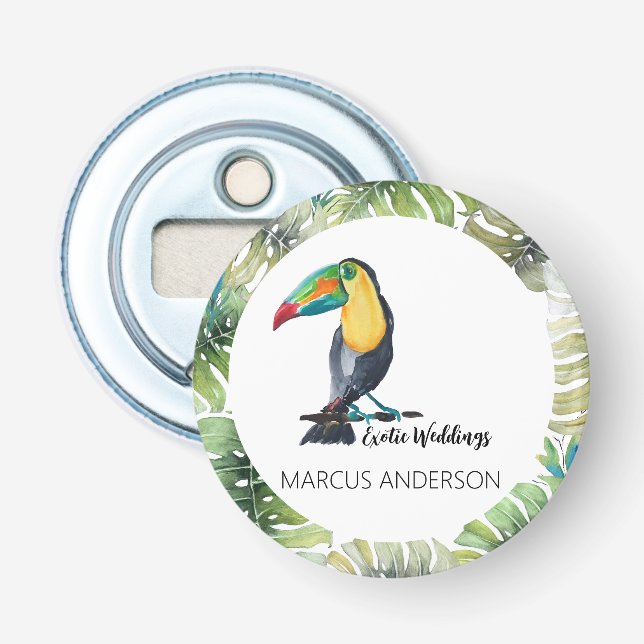 Toucan Exotic Watercolor Illustration Flaschenöffner (Vorderseite)