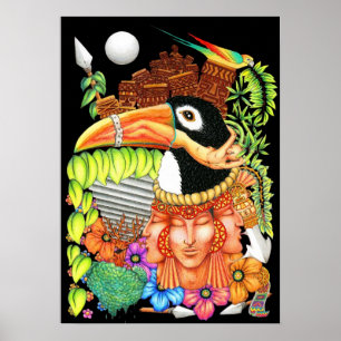 Toucan Fantasie-Kunst-Entwurf Poster