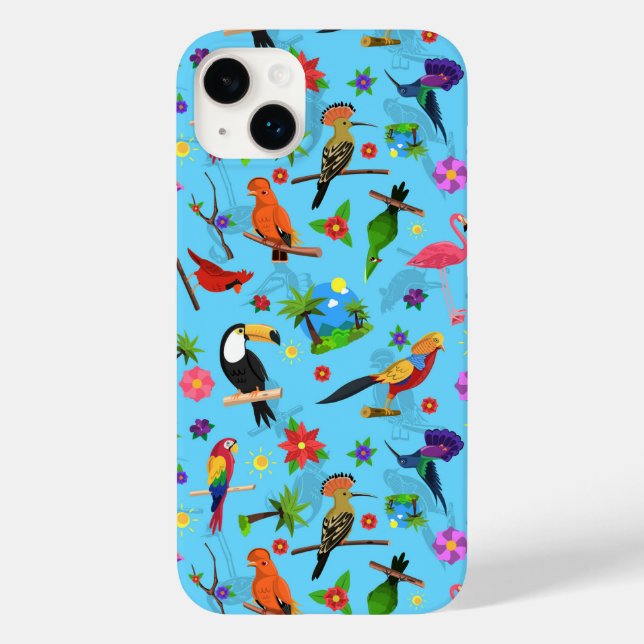 Toucan Flamingo und Arara nahtlose Vogelmuster Case-Mate iPhone 14 Plus Hülle (Rückseite)
