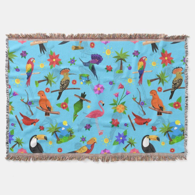 Toucan Flamingo und Arara nahtlose Vogelmuster Decke (Vorderseite)