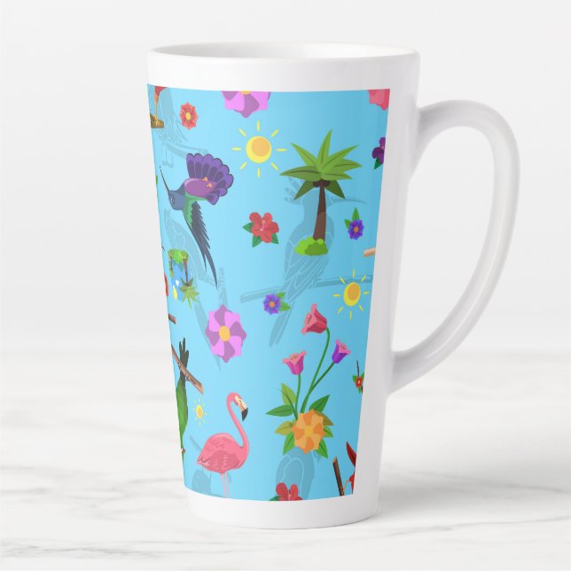 Toucan Flamingo und Arara nahtlose Vogelmuster Milchtasse (Rechts)