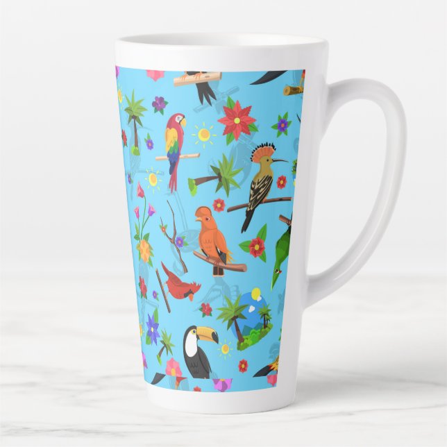 Toucan Flamingo und Arara nahtlose Vogelmuster Milchtasse (Rechts)