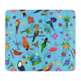 Toucan Flamingo und Arara nahtlose Vogelmuster Schneidebrett
