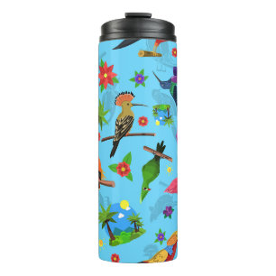 Toucan Flamingo und Arara nahtlose Vogelmuster Thermosbecher