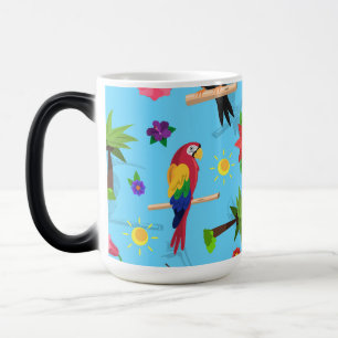 Toucan Flamingo und Arara nahtlose Vogelmuster Verwandlungstasse