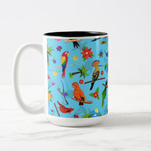 Toucan Flamingo und Arara nahtlose Vogelmuster Zweifarbige Tasse