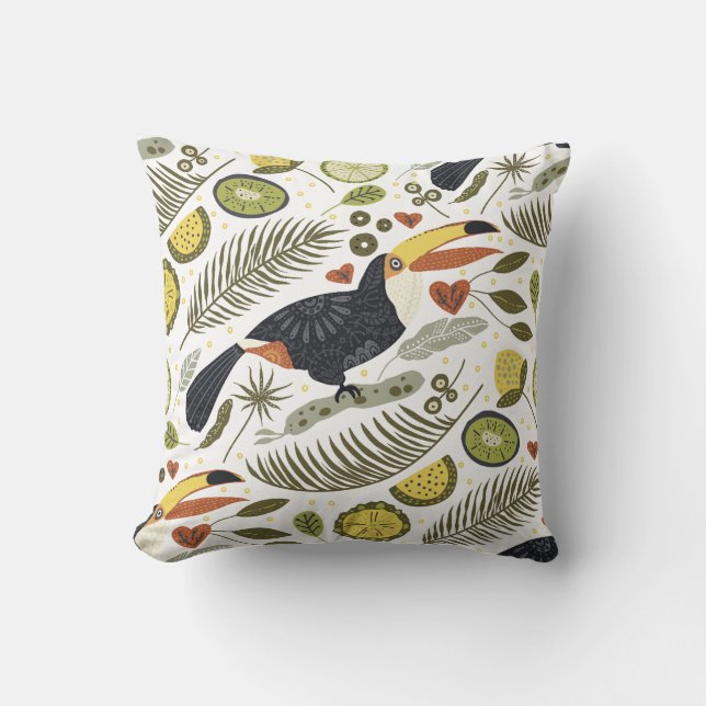 Toucan Forest Throw Kissen (Vorderseite)