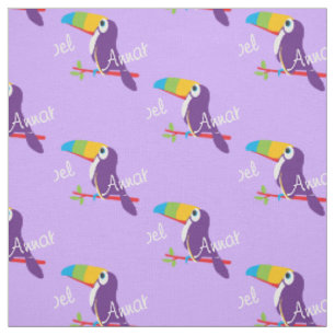 Toucan grafische Vogelkunst genannt lila Gewebe Stoff