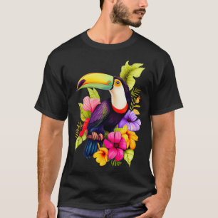 Toucan Hibiskus Blume Herren Frauen Kinder Sommer  T-Shirt