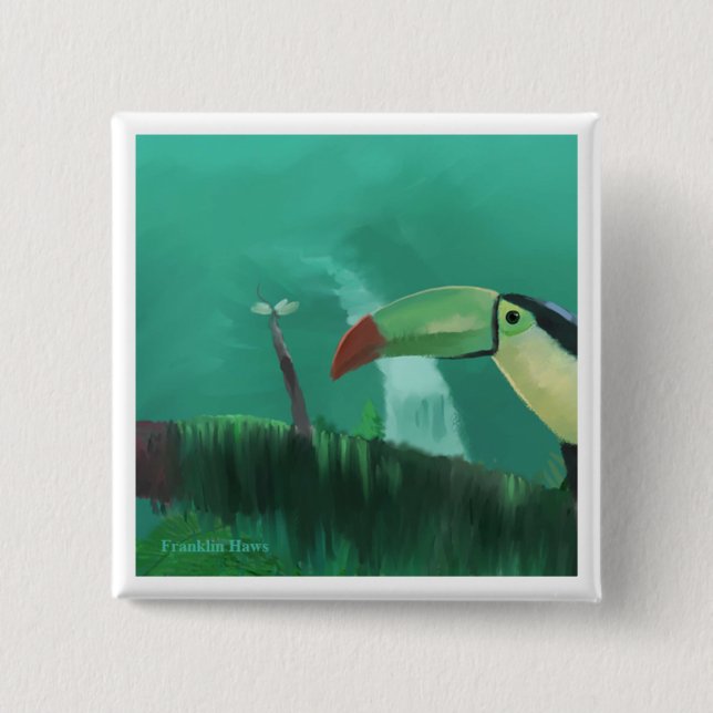 Toucan im Regenwald Button (Vorderseite)