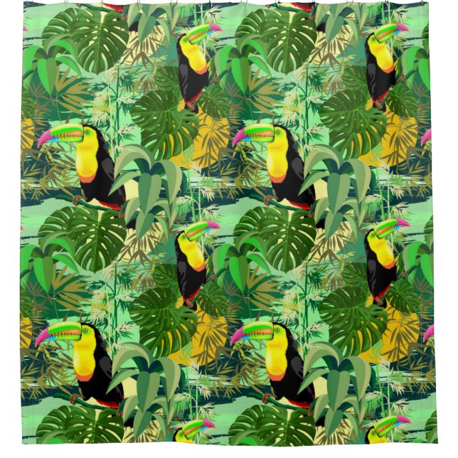 Toucan in grünem Amazonien Regenwald Duschvorhang (Vorderseite)
