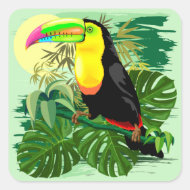 Toucan in grünem Amazonien Regenwald Quadratischer Aufkleber