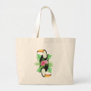 Toucan in tropischen Blätter Jumbo Stoffbeutel