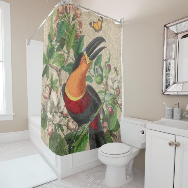 Toucan Jungle Tropical Bird Beautiful Antique Duschvorhang (Beispiel)