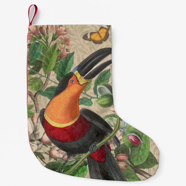 Toucan Jungle Tropical Bird Beautiful Antique Kleiner Weihnachtsstrumpf (Vorderseite)